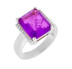 Anillo Liska Plata MED388AN-L Circonita Cuadrada Morada