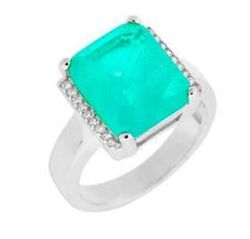 Anillo Liska Plata MED388AN-V Circonita Cuadrada Verde