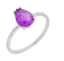 Anillo Liska Plata MED391AN-L Circonita Gota Morada
