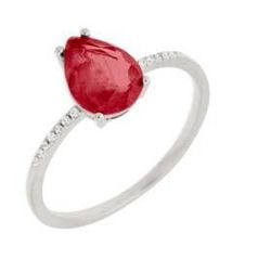Anillo Liska Plata MED391AN-R Circonita Gota Roja