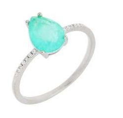 Anillo Liska Plata MED391AN-V Circonita Gota Verde Turquesa