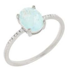 Anillo Liska Plata MED392AN-A Circonita Ovalada Azul Turquesa
