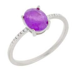 Anillo Liska Plata MED392AN-L Circonita Ovalada Morada