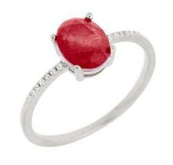 Anillo Liska Plata MED392AN-R Circonita Ovalada Roja