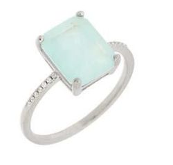 Anillo Liska Plata MED393AN-A Circonita Cuadrada Azul Turquesa