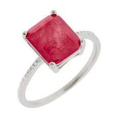 Anillo Liska Plata MED393AN-R Circonita Cuadrada Roja