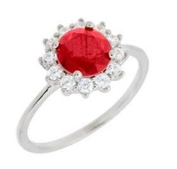 Anillo Liska Plata MED395AN-R Circonita Redonda Roja Bicolor Blanca
