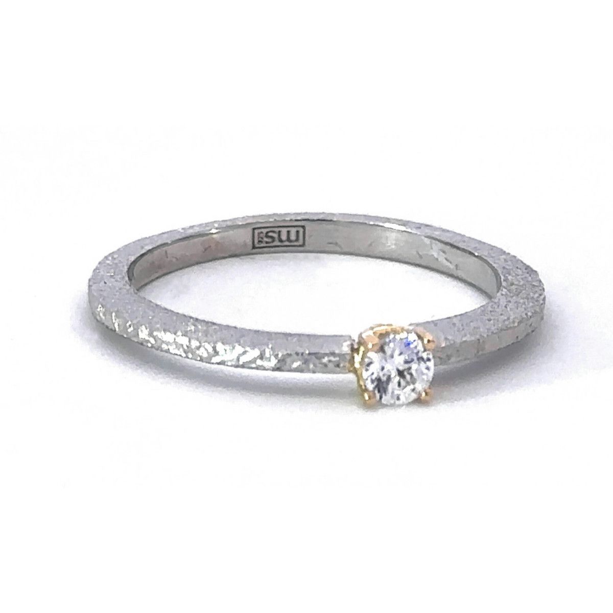 Anillo MIQUEL SARDÀ de plata, oro y diamante - T/14. 23367