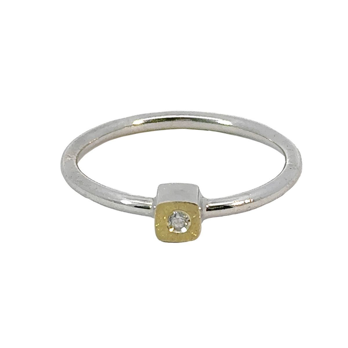 Anillo MIQUEL SARDÀ de plata, oro y diamante. T/14. 25112