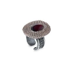 Anillo Noah WR141X PLATA DE PALO de mujer en plata y bronce con piedra granate llamativo y sofisticado