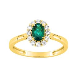 Anillo Oro 9Kts (9)9KLGE103Y Diamantes Laboratorio 0,23ct - Esmeralda 0,43ct