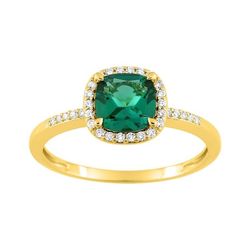 Anillo Oro 9Kts (9)9KLGE115Y Diamantes Laboratorio 0,12ct - Esmeralda 0,90ct