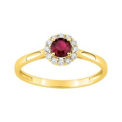 Anillo Oro 9Kts (9)9KLGR106Y Diamantes Laboratorio 0,13ct - Rubí 0,38ct