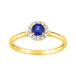 Anillo Oro 9Kts (9)9KLGS106Y Diamantes Laboratorio 0,13ct - Zafiro 0,38ct