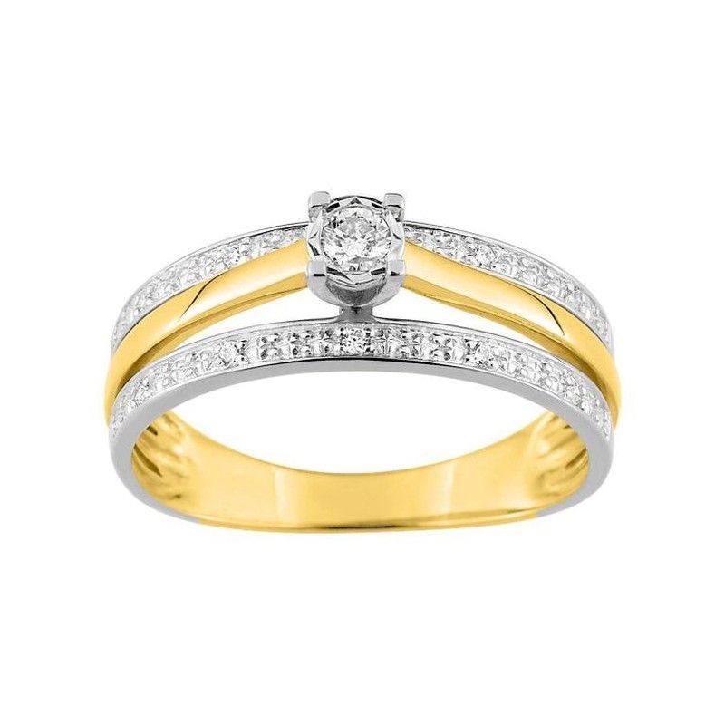 Anillo Oro Bicolor Blanco 18kts Argyor-MRM (18)PK016BB4 Corona Con Diamante HG P1