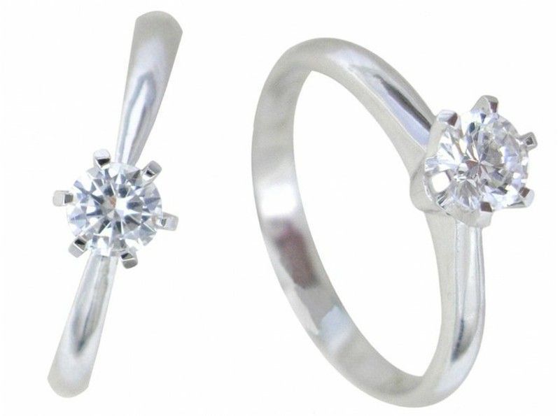 Anillo Oro Blanco 18 kts Solitario Brillante 0.25 cts 017141