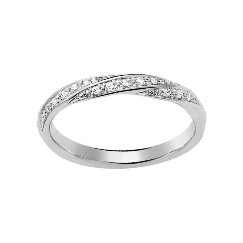 Anillo Oro Blanco 18kts Argyor-MRM (18)3F009GB5 Alianza Espiral Diamantes 0,10ct