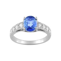 Anillo Oro Blanco 18kts Christian Bernard  (18)1.5048.S1 Diamantes Con Zafiro Central