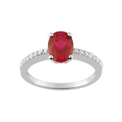 Anillo Oro Blanco 18kts Christian Bernard  (18)1.6023.R1 Diamantes Con Rubí Central