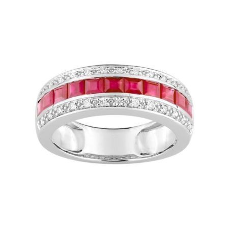 Anillo Oro Blanco 18kts Christian Bernard  (18)1.6030.R1 Diamantes Con Rubíes