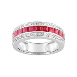 Anillo Oro Blanco 18kts Christian Bernard  (18)1.6030.R1 Diamantes Con Rubíes