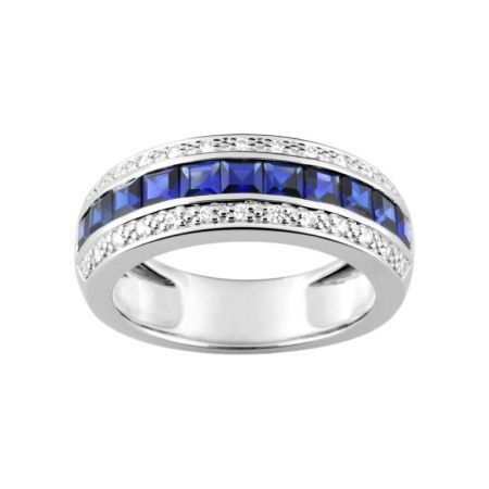 Anillo Oro Blanco 18kts Christian Bernard  (18)1.6030.S1 Diamantes Con Zafiros