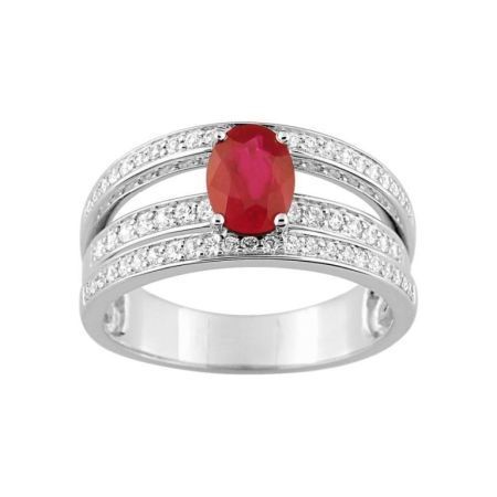 Anillo Oro Blanco 18kts Christian Bernard  (18)1.6076.R1 Diamantes Con Rubí Central