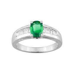 Anillo Oro Blanco 18kts Christian Bernard  (18)1.6085.E1 Diamantes Con Esmeralda Central