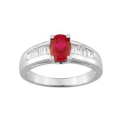 Anillo Oro Blanco 18kts Christian Bernard  (18)1.6085.R1 Diamantes Con Rubí Central