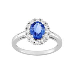 Anillo Oro Blanco 18kts Christian Bernard (18)7VQ081GSB Diamantes 0,48ct Con Zafiro Central