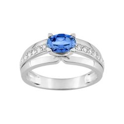 Anillo Oro Blanco 18kts Christian Bernard (18)7VV4GSCB2 Diamantes 0,20ct Con Zafiro Central