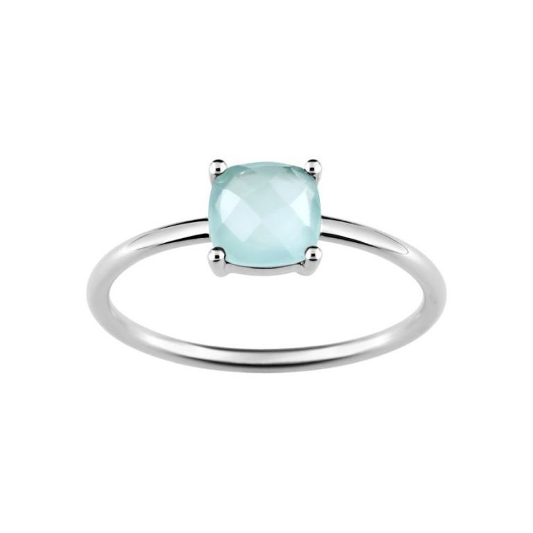 Anillo Oro Blanco 18kts Joelli (18)J10002.V1 Solo Calcedonia Verde