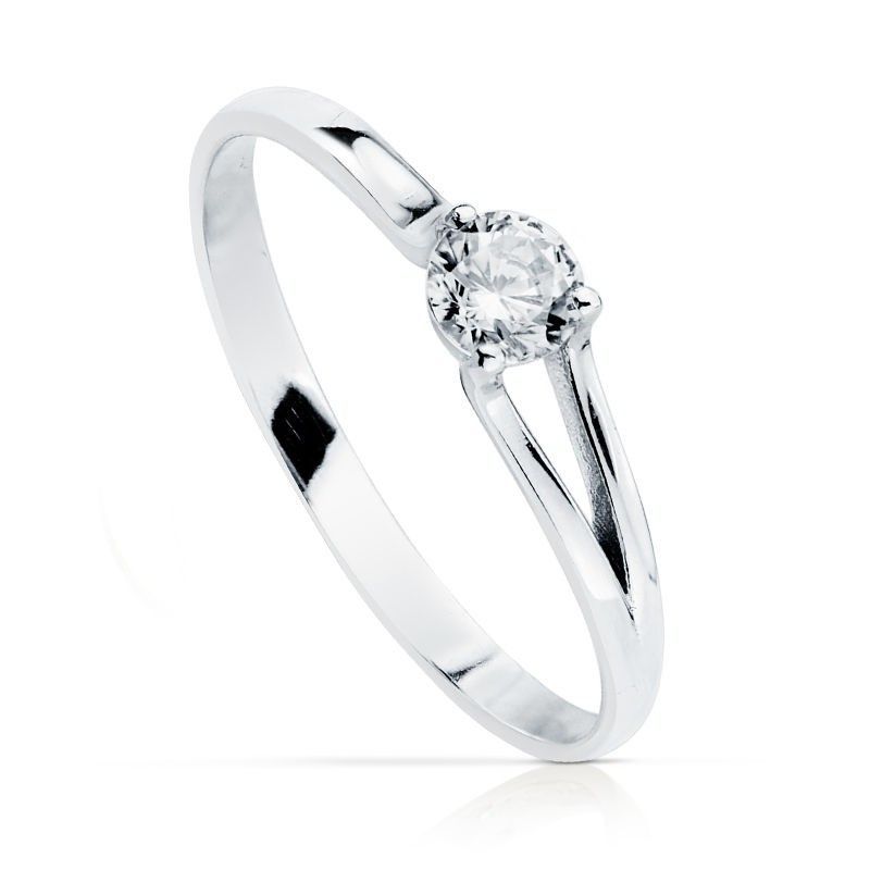 Anillo Oro Blanco 18kts Solitario Circonita 4mm 19418-OB