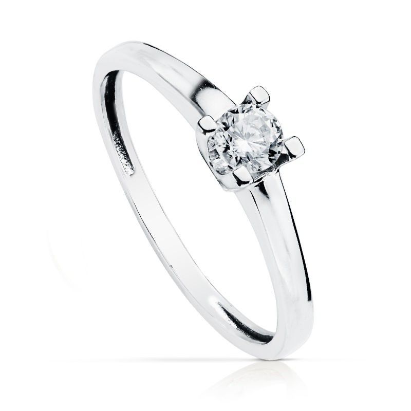 Anillo Oro Blanco 18kts Solitario Circonita 4mm 19423-OB