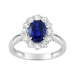 Anillo Oro Blanco 9Kts 145 Diamantes Laboratorio 0,65ct - Zafiro 1,55ct