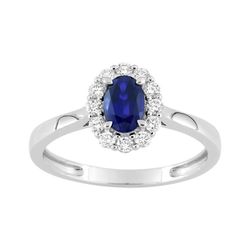 Anillo Oro Blanco 9Kts (9)9KLGS103W Diamantes Laboratorio 0,23ct - Zafiro 0,65ct