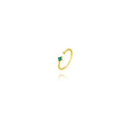 Anillo Plata Dorada ANZ0315DOZV12 Abierto Rombo Circonita Verde
