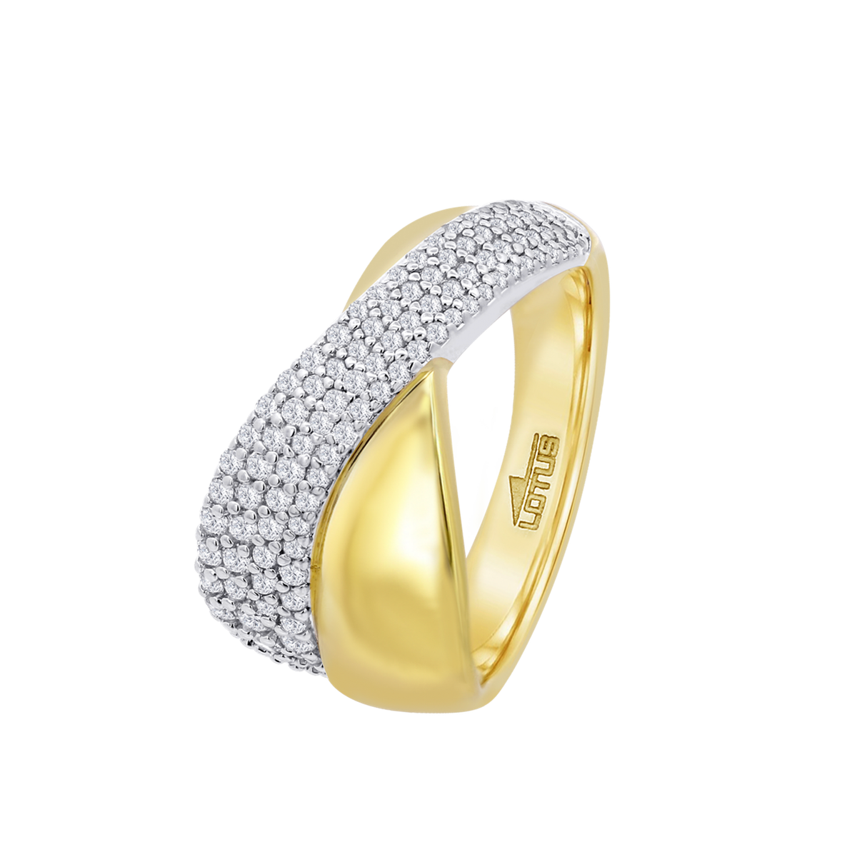 Anillo Plata Dorada Lotus LP3845-3/212 Bandas Cruzadas Circonitas