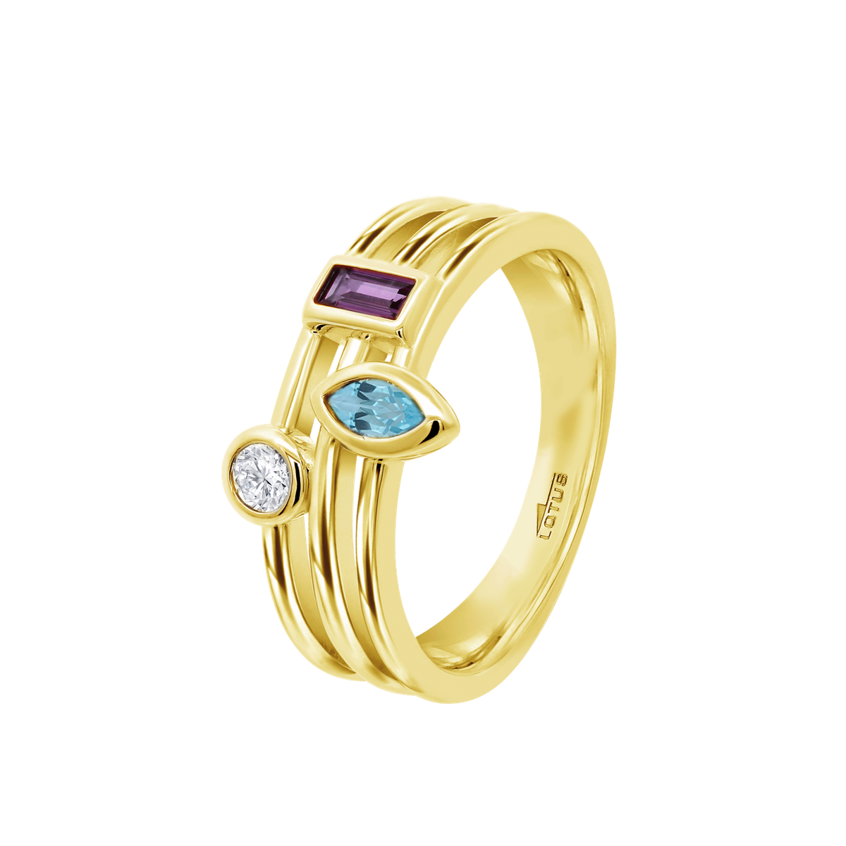 Anillo Plata Dorada Lotus LP3882-3/212 Circonitas Multicolor