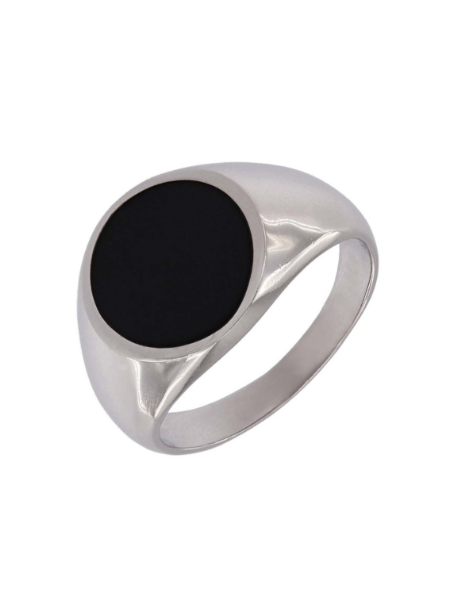 Anillo Plata Hombre PSCE4/14 Sello Redondo Chapado Negro