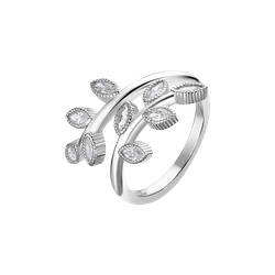 Anillo Plata Lotus LP1783-3/112 Abierto Hojas Circonitas