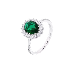 Anillo Plata Lotus LP3459-3/312 Circonitas Verde Bicolor Blancas