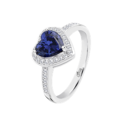 Anillo Plata Lotus LP3784-3/112 Corazón Circonita Azul - Circonitas Blancas