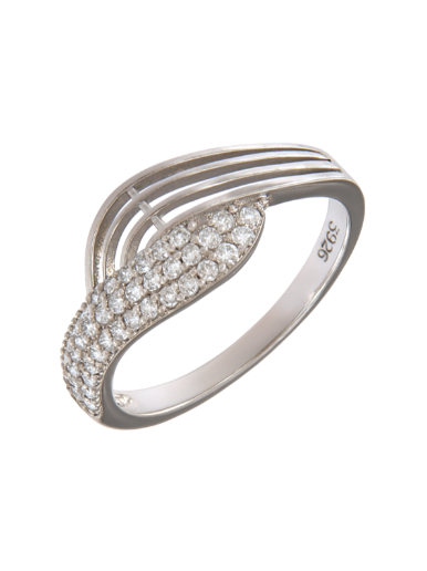 Anillo Plata Mujer PANI2244 Ondas Caladas Circonitas