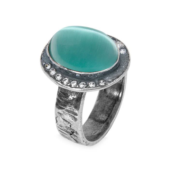 Anillo PLATADEPALO Mujer Meikai de plata 925 y piedra azul turquesa. WR156X T/16
