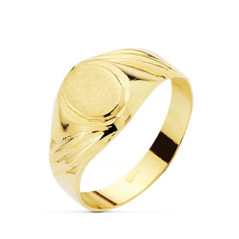 Anillo Sello Cadete Oro 18kts Oval 7x6mm Hueco 19430