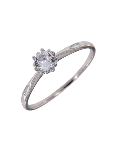 Anillo Solitario Plata Mujer PANI1950/10 Liso Circonita redonda