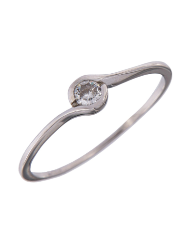 Anillo Solitario Plata Mujer PANI2043/10 Liso Circonita redonda