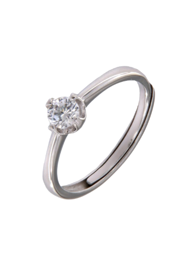 Anillo Solitario Plata Mujer PANI2213 Liso Circonita Redonda