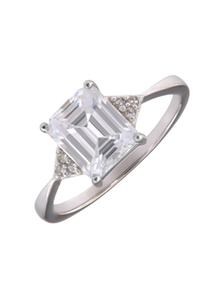 Anillo Solitario Plata Mujer PANI2272 Circonita Rectangular